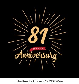 81 Anniversary fireworks and celebration background - stock vector - Vector