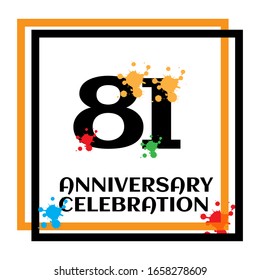 Plantilla vectorial de logotipo de 81 años. Diseño para banner, tarjetas de felicitación o impresión