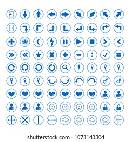 81 buttons set. Blue icon vector set