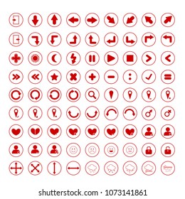 81 buttons set. Red icon vector set