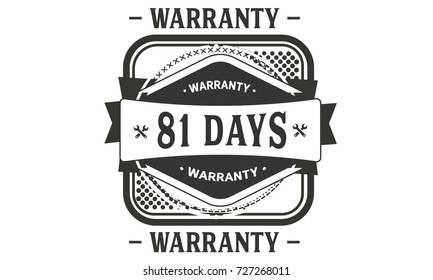 81 days warranty icon vintage rubber stamp guarantee