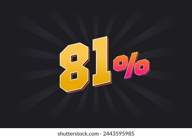 81% discount banner with dark background and yellow text. 81 percent sales promotional design.