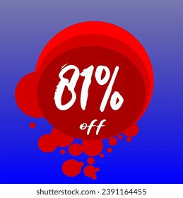 81% discount bubbles icon, percentage red blue and white