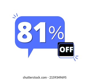 81% discount off with blue 3D thought bubble design 