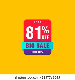 81 discount, Sales Vector badges for Labels, , Stickers, Banners, Tags, Web Stickers, New offer. Discount origami sign banner 