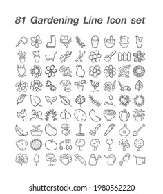 81 Gaedening Line icon set vector