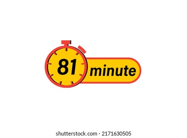 81 minute timers Clocks, Timer 81 min icon, countdown icon. Time measure. Chronometer icon isolated on white background
