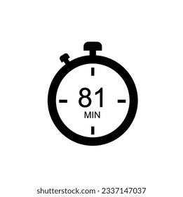 81 minutes timer icon, 81 min digital timer. Clock and watch, timer, countdown.