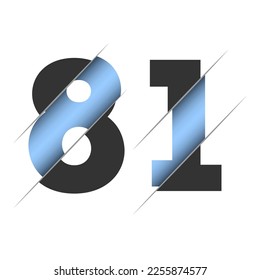 81 number cut design for decorative design. 3d art wallpaper. Vintage vector ornament template.