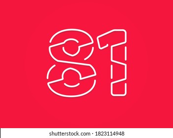 81 Nummer. Modernes trendiges, kreatives Design. Für Logo, Markenzeichen, Design-Elemente, Unternehmensidentität, Anwendung usw. einzelne Vektorgrafik          