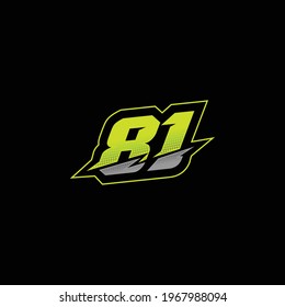 81 number racing design vector