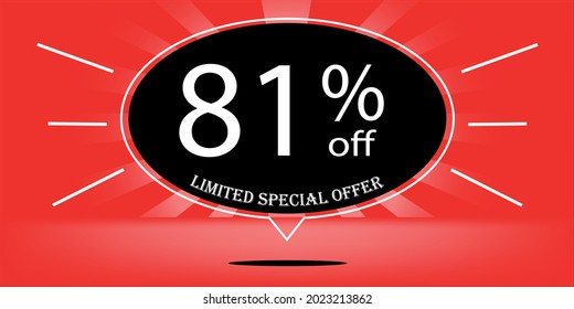 81% off black balloon and red, for limited special offer, red banner for special offers of promotions