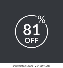 81% off. Eighty one percent off emblem icon. Discount flat modern icon. Vector illustration.