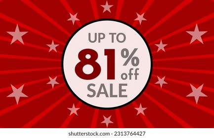 Up to 81% Off, red banner with discount for mega sales