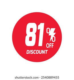 81% OFF Sale Discount Banner offer price tag. Special offer sale red label. Vector Modern Sticker Illustration Background