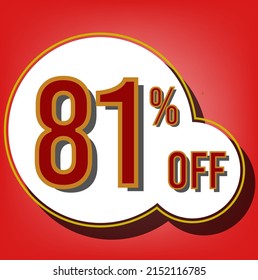 81 percent red banner with white ballons and red lettering for promotions and offers