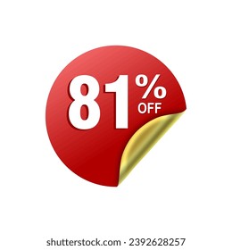 81 Percent .Special offer sale red and golden sticker tag. vector illustration