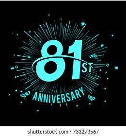 81 st anniversary logo with firework background. glow in the dark design concept