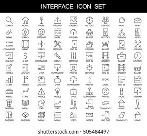 81 thin line icons for Web and Mobile. Light version. Collection of high quality outline pictogram of user's interface. Signs and buttons for website, app, logo, etc.