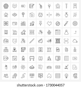 81 Universal Line Icons for Web and Mobile manicure; notes; camera; pencil; image Vector Illustration