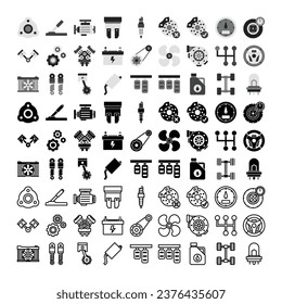 81 Vector Car Engine Parts Elements and Icons Pack
