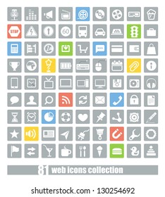 81 Web application icons collection