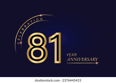 81 year anniversary vector banner template.Dark Blue Golden Royal anniversary Graphics Background.Growing Elegant Shine Spark. Luxury Premium Corporate Abstract Design Template.modern Shape Post.