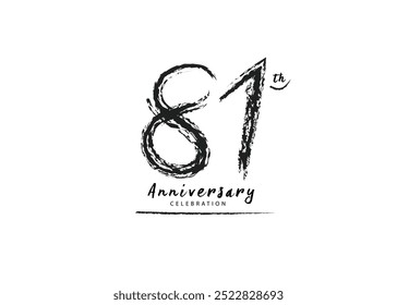 81 Years Anniversary Celebration logo black paintbrush vector, 81 number logo design, 81th Birthday Logo, happy Anniversary, Vector Anniversary For Celebration, poster, Invitation Card