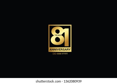 81 years anniversary celebration logotype. anniversary logo with golden and Spark light white color isolated on black background, vector design for celebration, invitation and greeting card-Vector