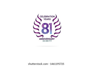 81 years anniversary celebration logotype. anniversary logo with watercolor purple and blue  isolated on white background -vector