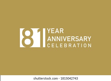 81 years anniversary celebration logotype on gold Background