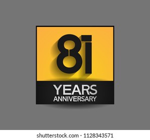 81 years anniversary design square style yellow and black color isolated on gray background for celebration event