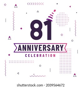 81 years anniversary greetings card, 81 anniversary celebration background free vector.