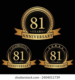 81 years anniversary logo collections. Set of 81st Anniversary logotype template. Vector and illustration.