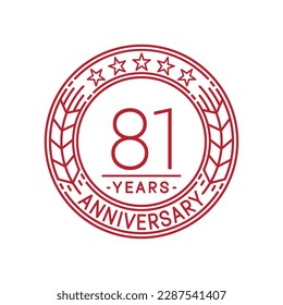 81 years anniversary logo template. 81st line art vector and illustration.