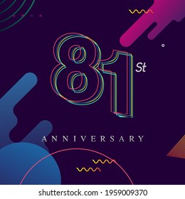 81 years anniversary logo, vector design birthday celebration with colorful geometric background and circles shape.