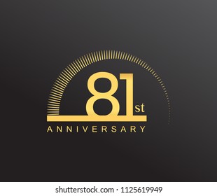 81 years anniversary logotype with single line golden color and golden ring for anniversary celebration
