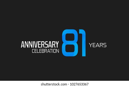 81 years anniversary simple design with blue and white color for celebration event