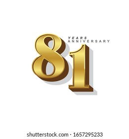 Ilustración de diseño de plantillas vectoriales de 81 años. Números Gold 3d.