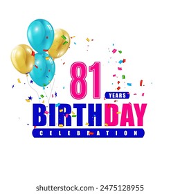 81 años cumpleaños 3d Plantilla de Vector ilustración de diseño