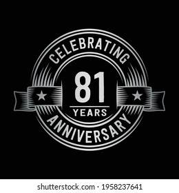 plantilla de diseño de logotipo de 81 años. Vector e ilustración del 81º aniversario.