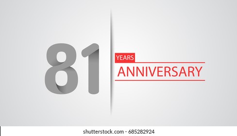 81 Years simple anniversary celebration logo, anniversary for celebration, birthday, wedding and party. Vector design isolated on white background