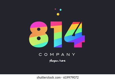 814 creative color green orange blue magenta pink number digit company logo vector icon spectrum