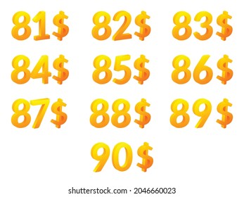 81-90 dollar logo icon vector
