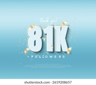 81k followers celebration. with modern luxury figures.