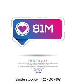 81M, a 81 millones les gusta el diseño de redes sociales, ilustración vectorial.