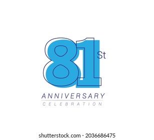 81st anniversary blue colored vector design for birthday celebration, isolated on white background