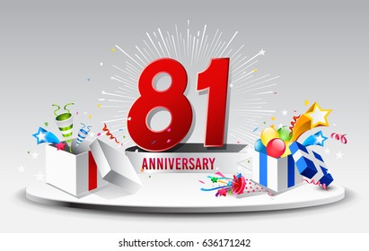 81st Anniversary celebration background. stock vector template