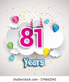 81st Anniversary Celebration Design Clouds Balloons Stock Vector ...