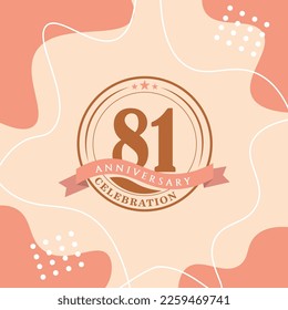 81st anniversary celebration logo vector design with brown color background and  brown color later abstract design 